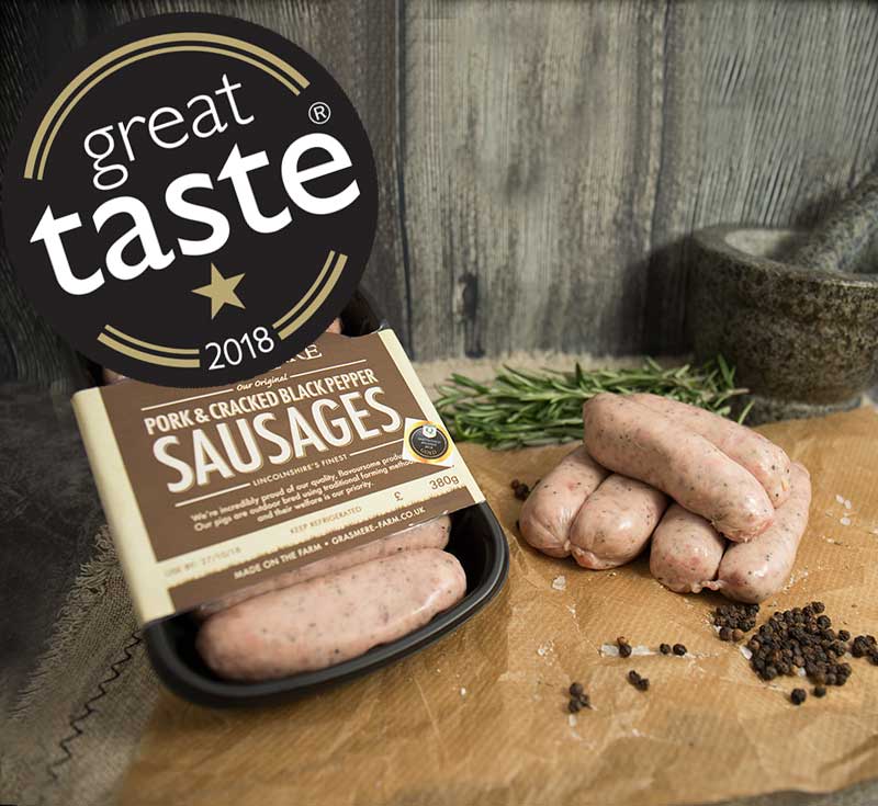 Grasmere Pork & Cracked Black Pepper Sausages Grasmere Farm