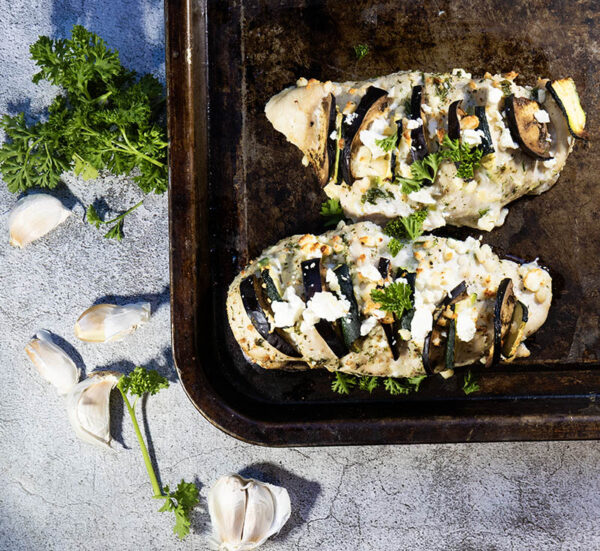 Gourmet Hasselback Chicken Breast with Feta, made from high welfare Chicken.